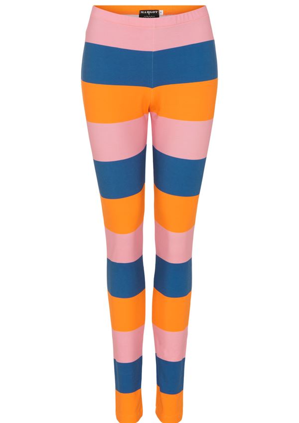 Leggings med striber i orange, blå og lyserød fra MARGOT